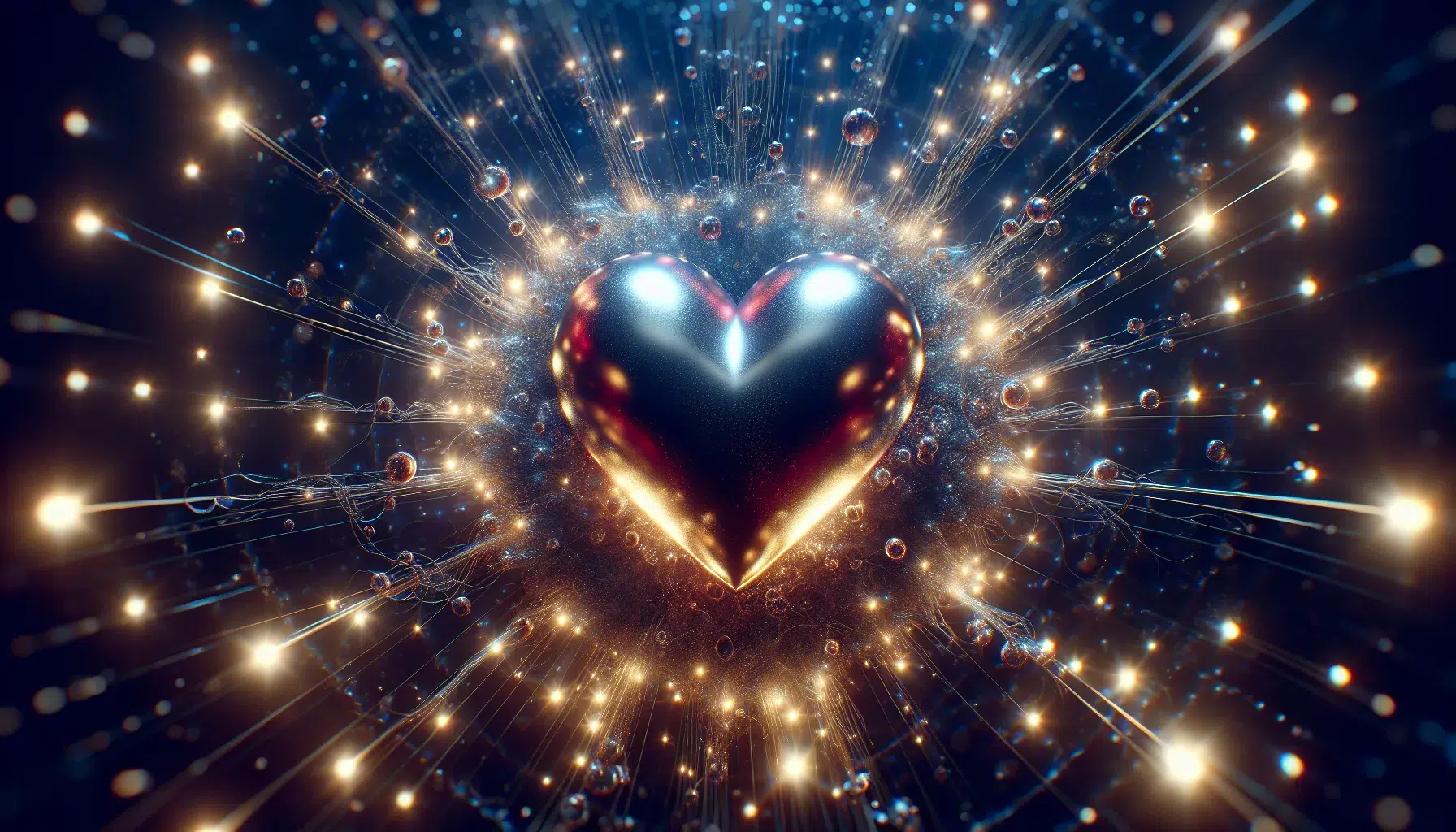 Imagen de un corazón rodeado de luces brillantes, representando el Amor Eros en la Biblia.