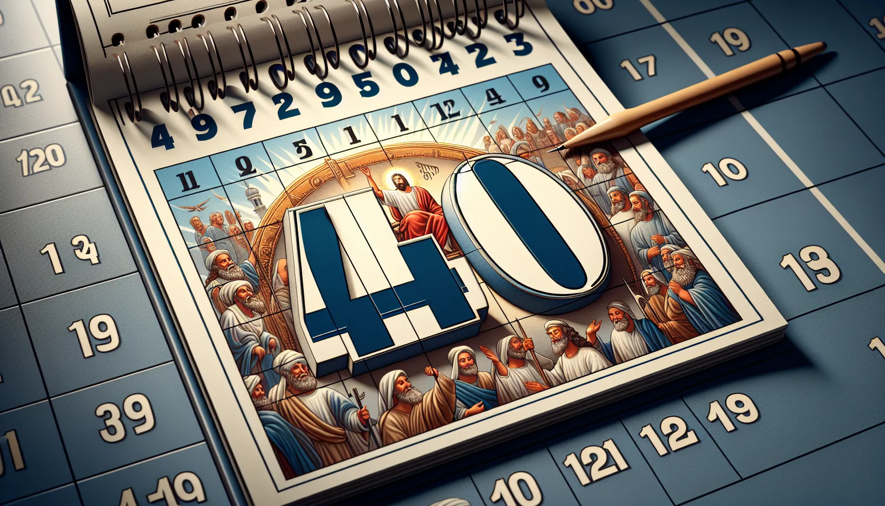 Imagen ilustrativa de un calendario con el número 40 resaltado, simbolizando la duración de un periodo significativo en la Biblia.