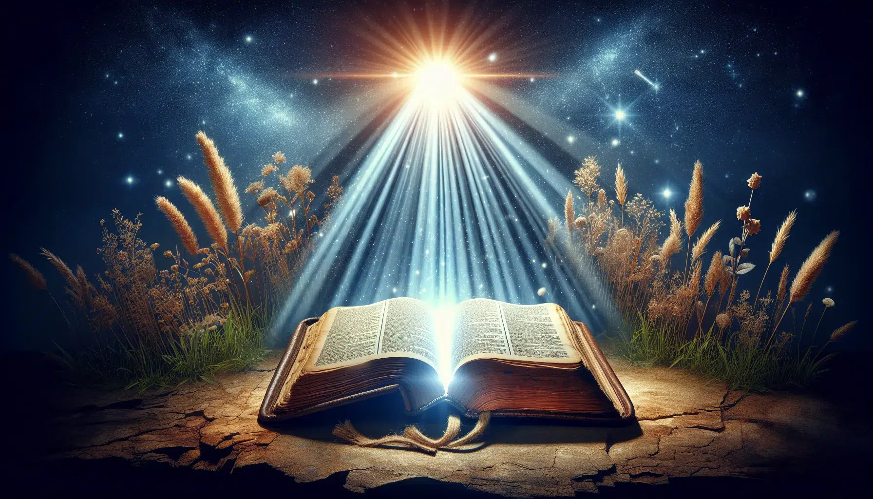 Representación visual de una luz brillante iluminando un libro antiguo