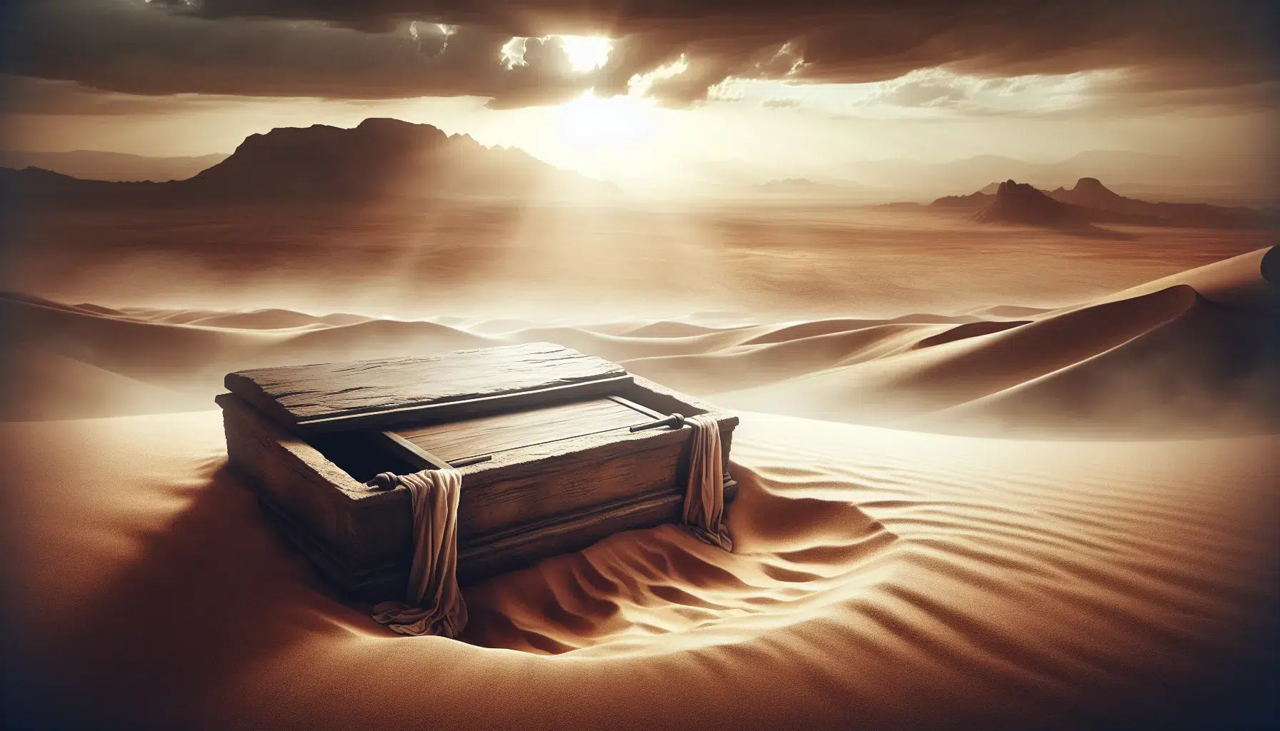 Imagen ilustrativa de un sepulcro vacío en un paisaje desértico