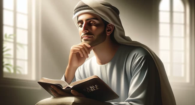 Persona leyendo la Biblia y reflexionando