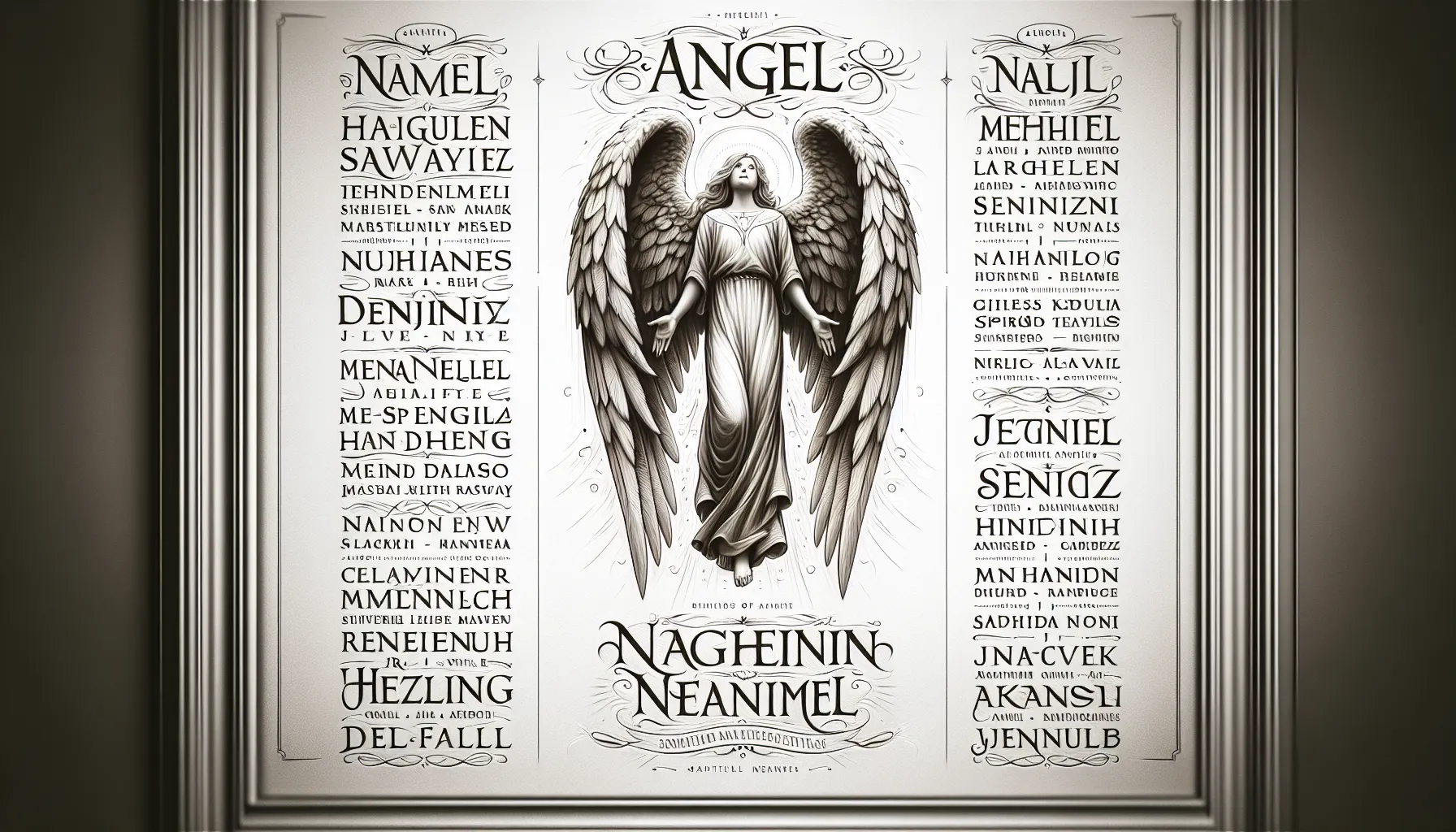Imagen que muestra una lista de nombres de ángeles en la Biblia junto con sus significados divinos.