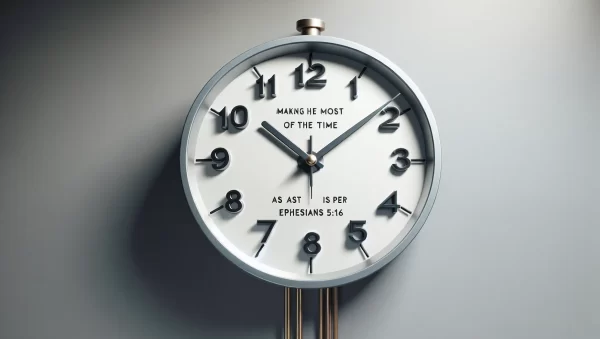 Imagen de un reloj con el texto 'Aprovechando el tiempo según Efesios 5:16'.