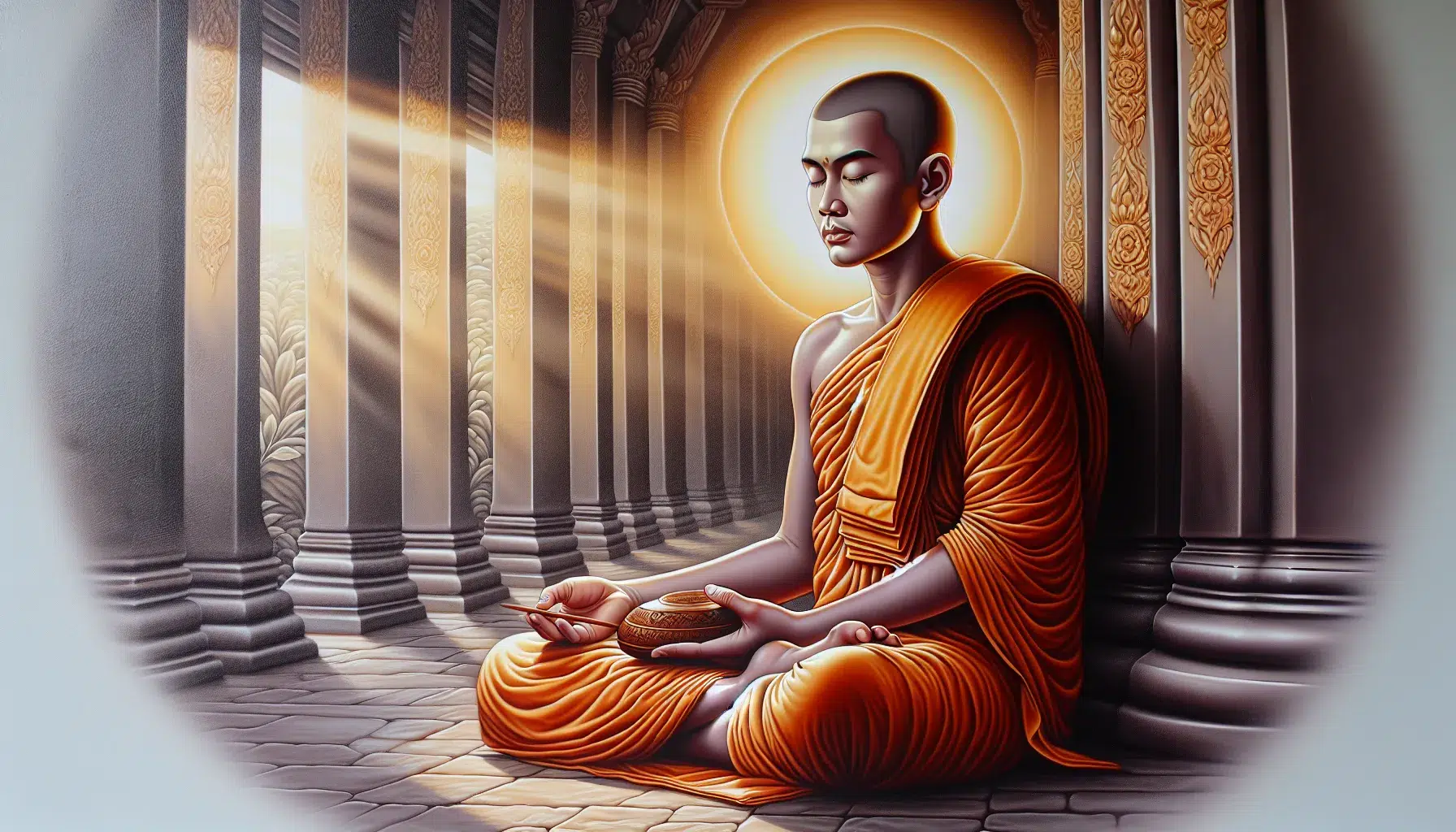 Imagen ilustrativa de un monje budista meditando en un templo