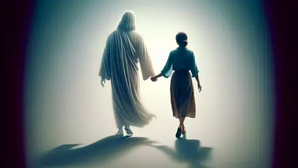 Imagen representativa de una persona caminando de la mano con Cristo