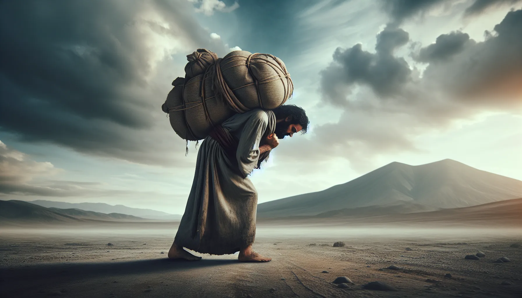Imagen ilustrativa de una persona llevando una pesada carga sobre sus hombros