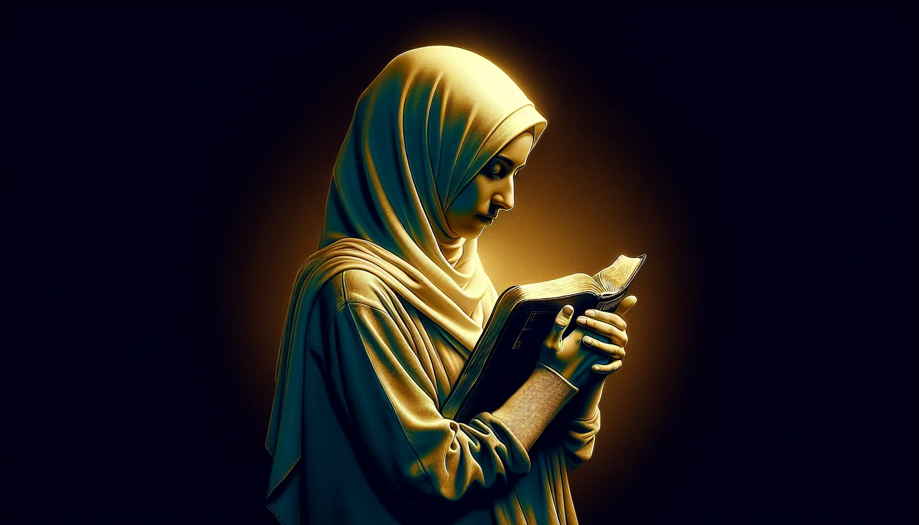 Una persona rezando con la Biblia abierta en la mano
