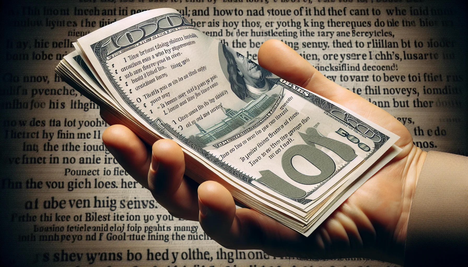 Imagen ilustrativa de un billete de dinero y una mano extendida, simbolizando el cohecho, con un texto sobre cómo prevenir y evitar esta práctica según las enseñanzas bíblicas.