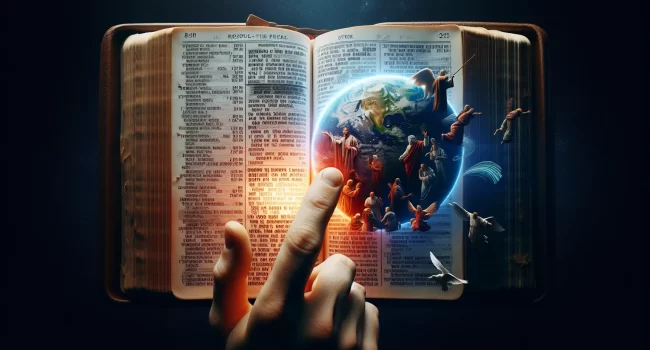 Representación visual de un libro sagrado abierto con una mano apuntando a un pasaje destacado sobre el adulterio en la Biblia.