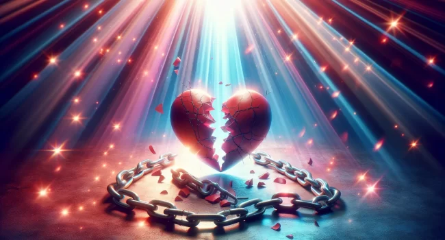 Imagen representativa: Corazón roto y cadenas simbolizando el resentimiento