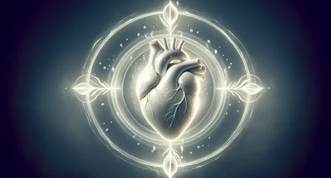 Imagen del Salmo 51:10 con una representación simbólica de un corazón limpio rodeado de luz y paz.