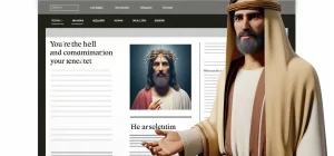 Representación visual de Jesús enseñando sobre el infierno y la condenación en un artículo web.