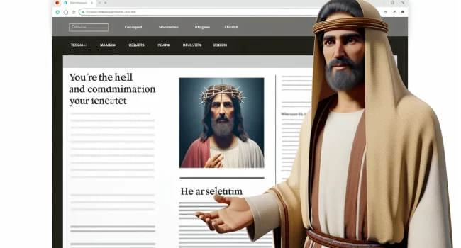 Representación visual de Jesús enseñando sobre el infierno y la condenación en un artículo web.