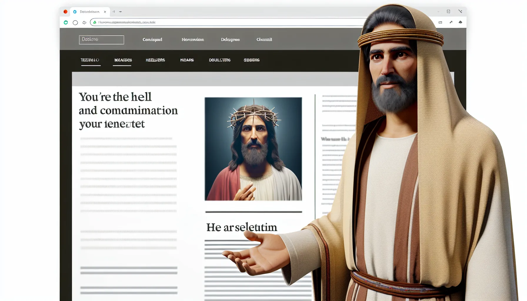 Representación visual de Jesús enseñando sobre el infierno y la condenación en un artículo web.