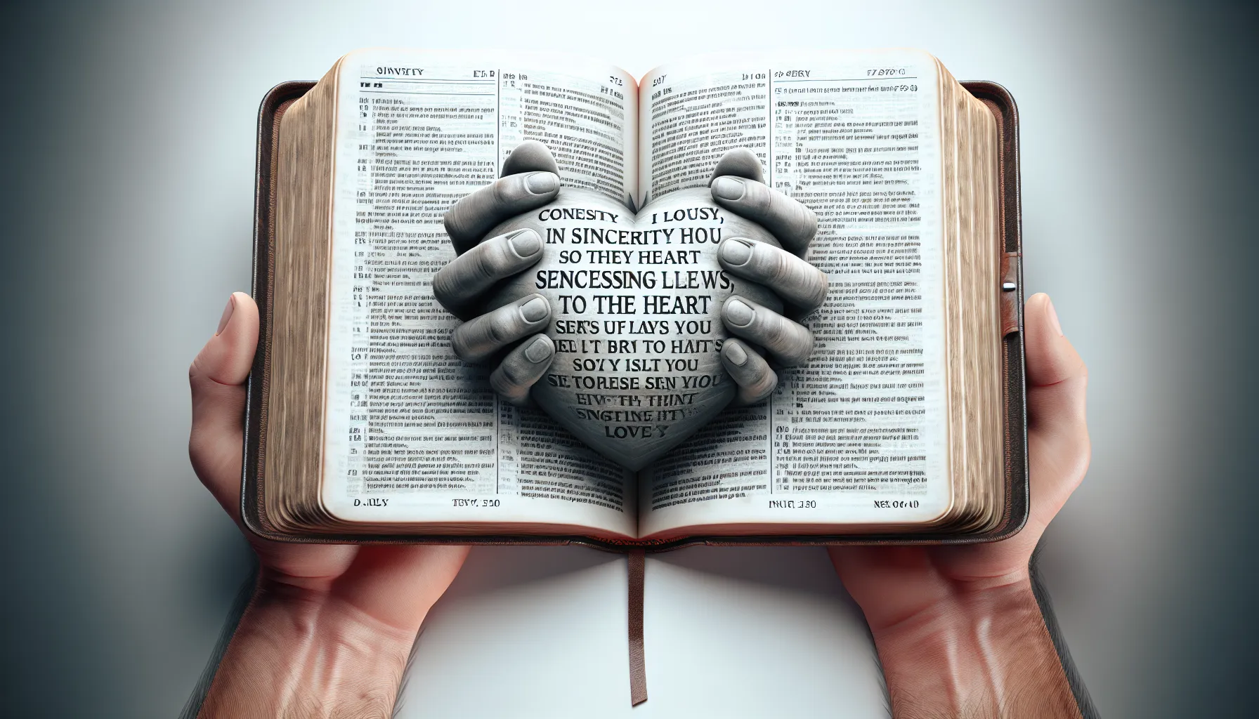 Imagen de una Biblia abierta donde se lee un pasaje relacionado con la sinceridad y la expresión de los sentimientos desde el corazón.