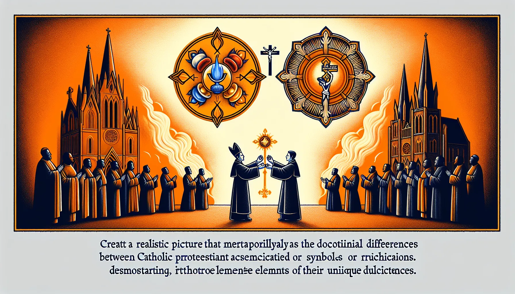 Imagen representativa de las diferencias doctrinales entre católicos y protestantes.