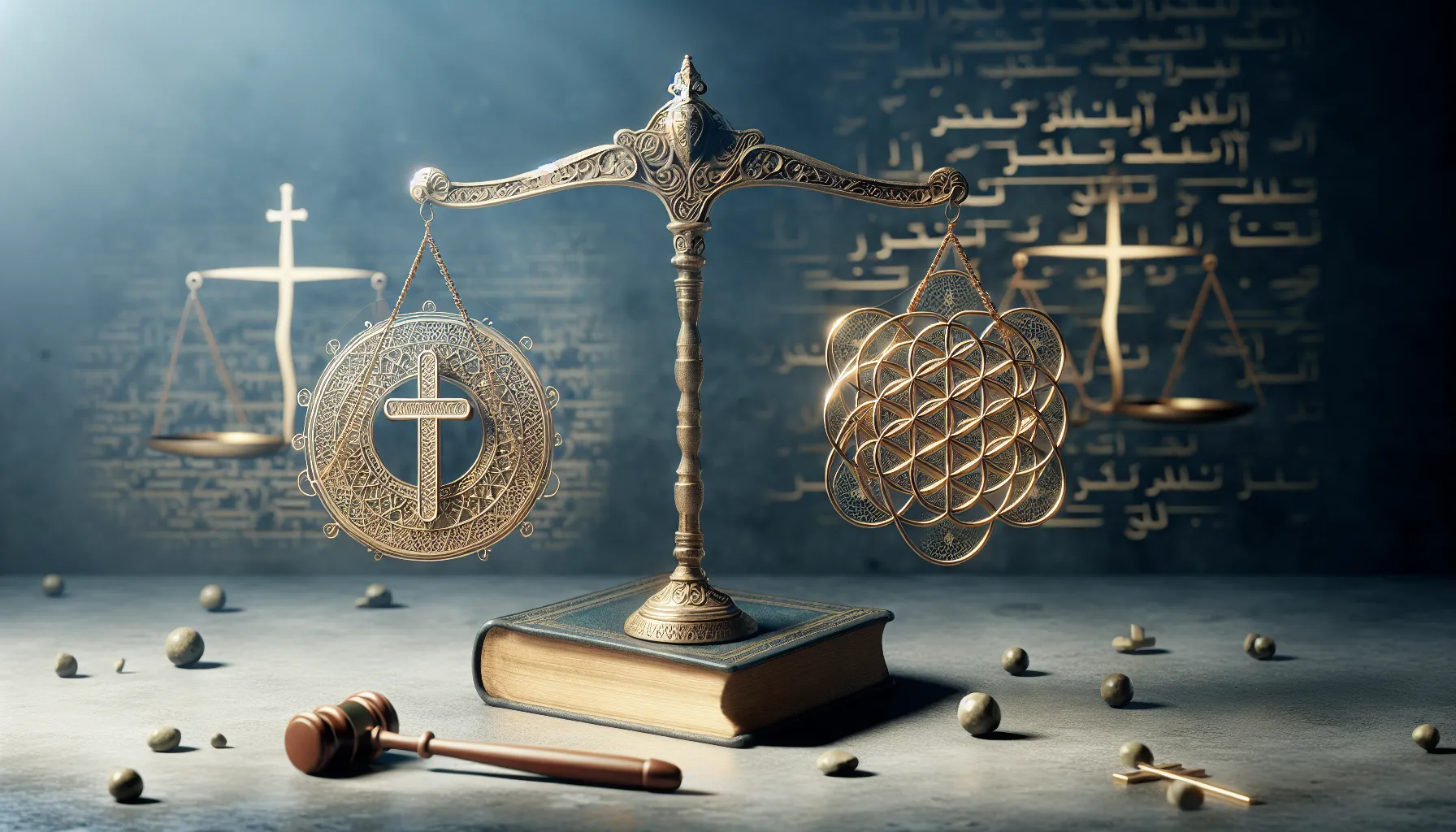 Imagen conceptual que representa la relación entre la justicia divina y la equidad en la fe.
