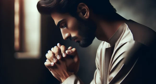 Imagen de una persona orando con devoción