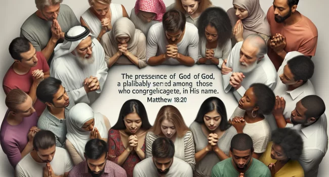 Imagen representativa de un grupo de personas congregándose y orando juntas en comunidad