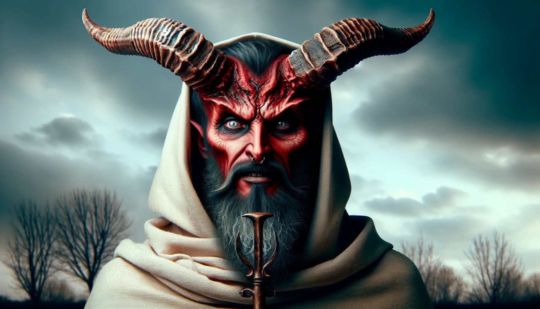 Imagen ilustrativa de un demonio con cuernos y una expresión malévola