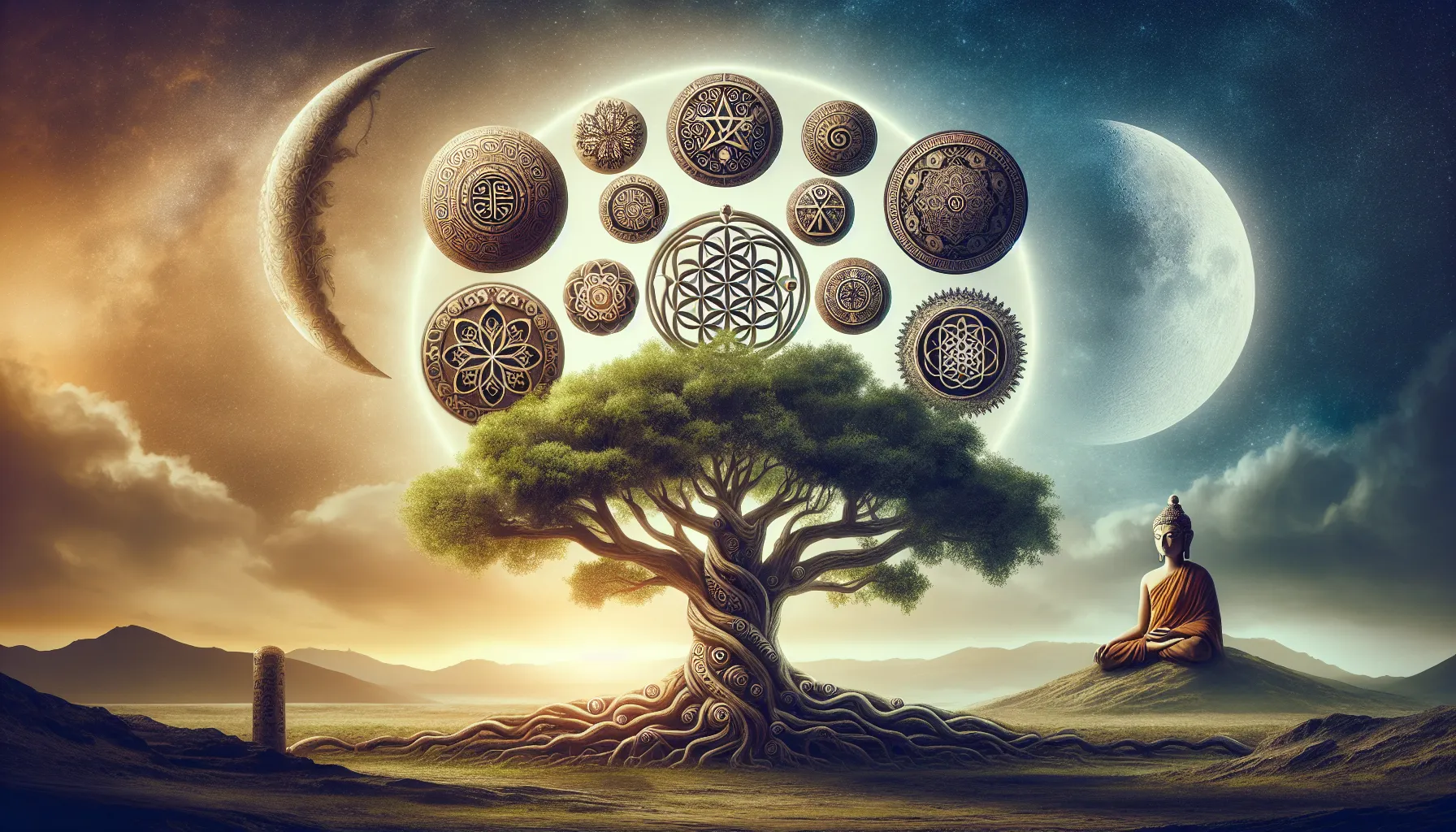 Representación simbólica del árbol de la vida en diferentes tradiciones culturales alrededor del mundo.