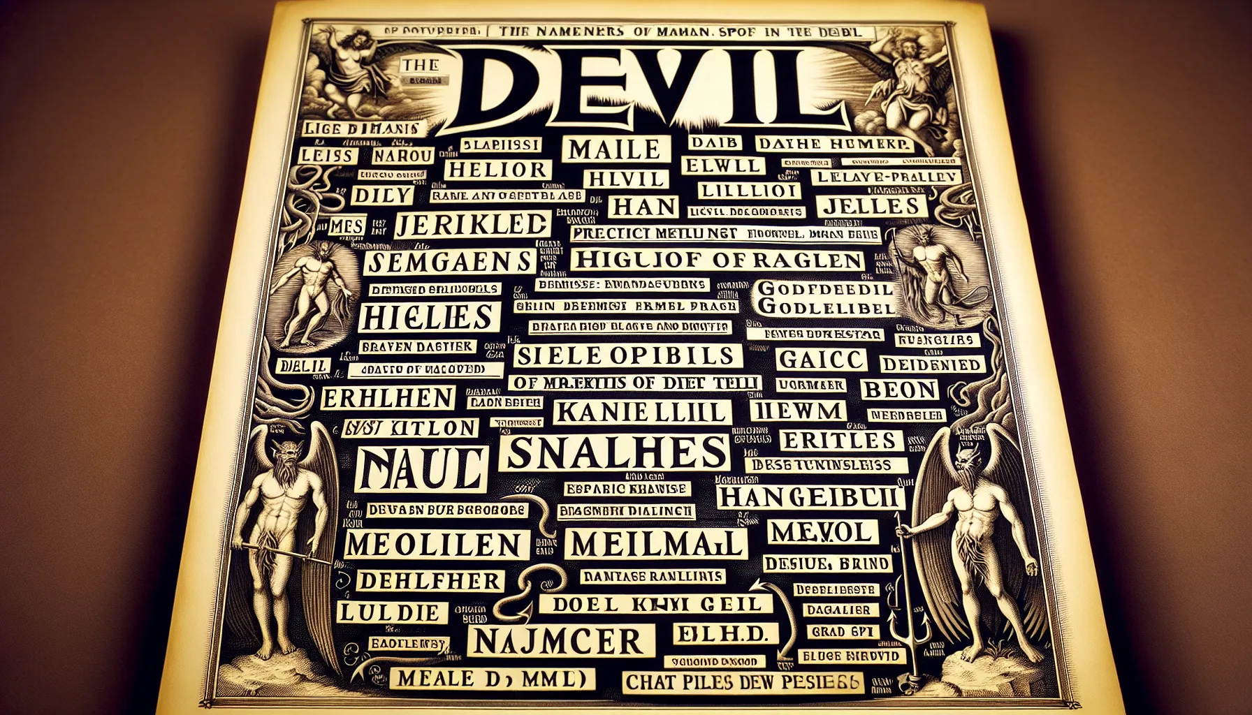 Imagen con texto destacado que lista los diferentes nombres del Diablo mencionados en la Biblia.