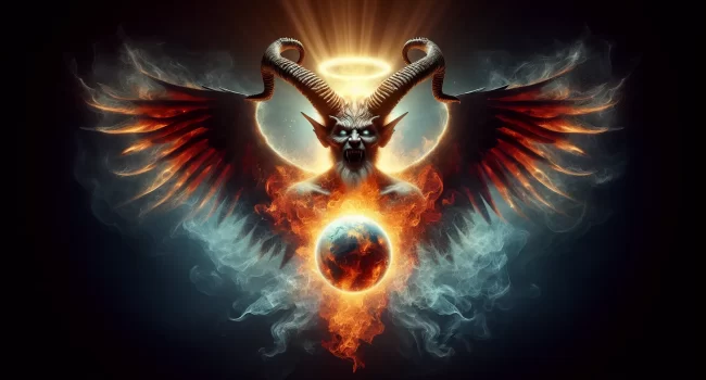 Imagen para artículo web: representación visual de un demonio con cuernos y alas