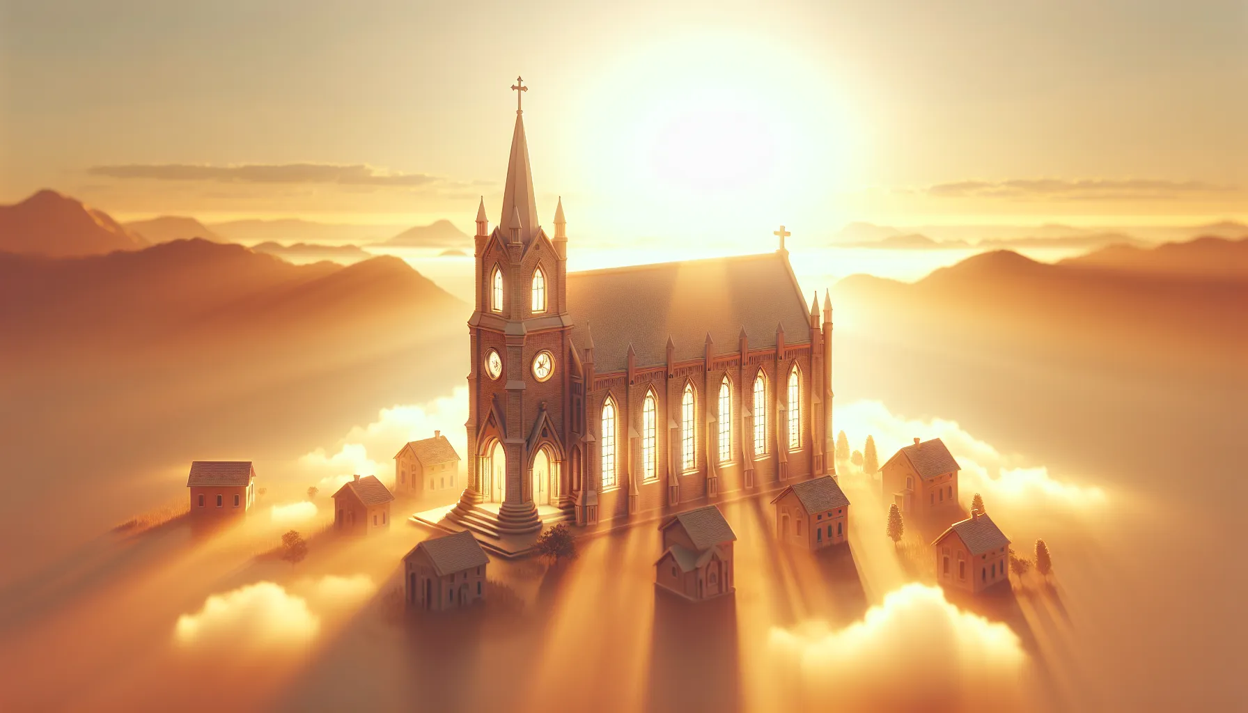 Imagen de una iglesia iluminada por el sol