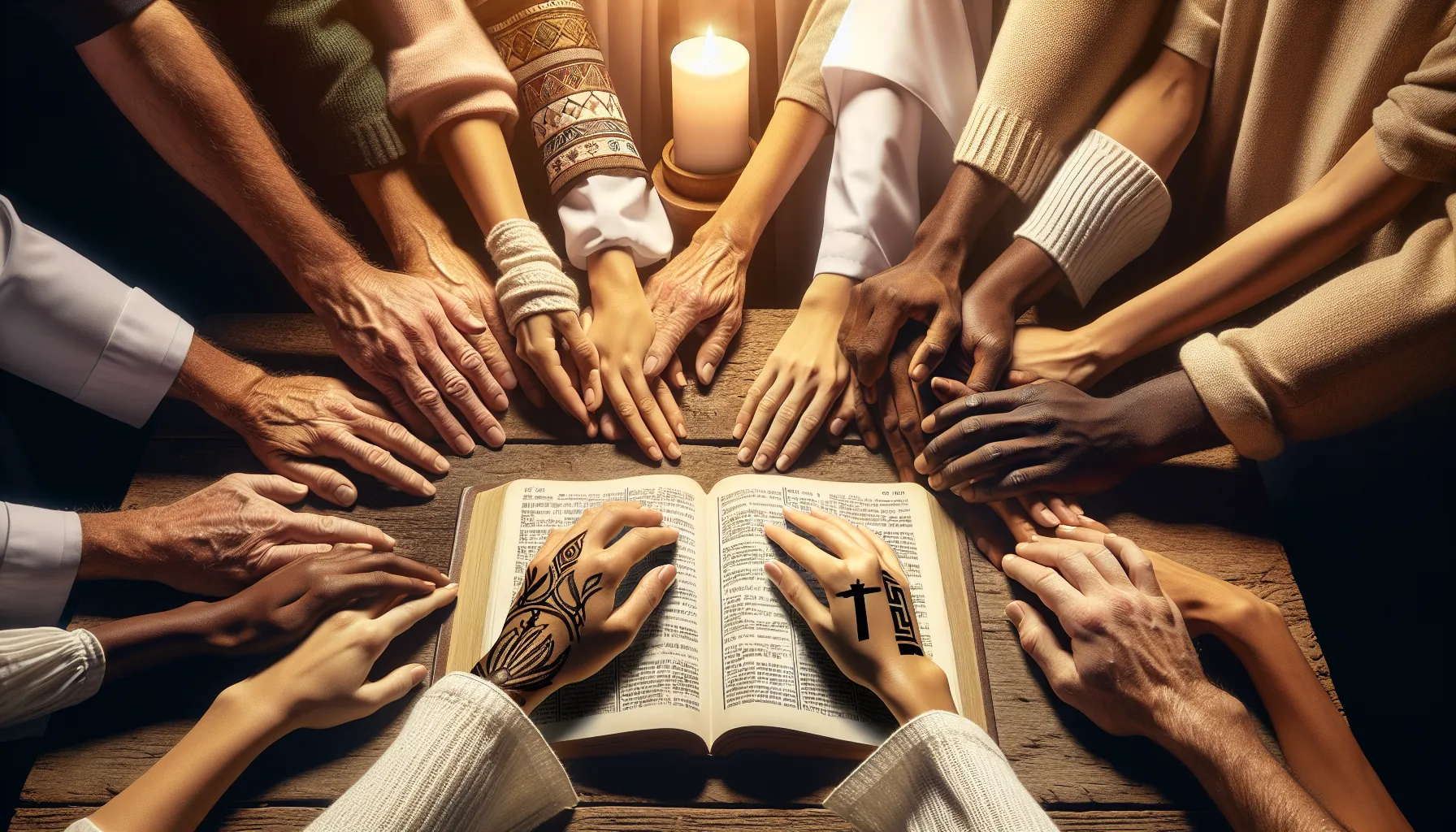 Imagen de manos trabajando juntas en comunidad para servir en la Iglesia Cristiana de manera efectiva
