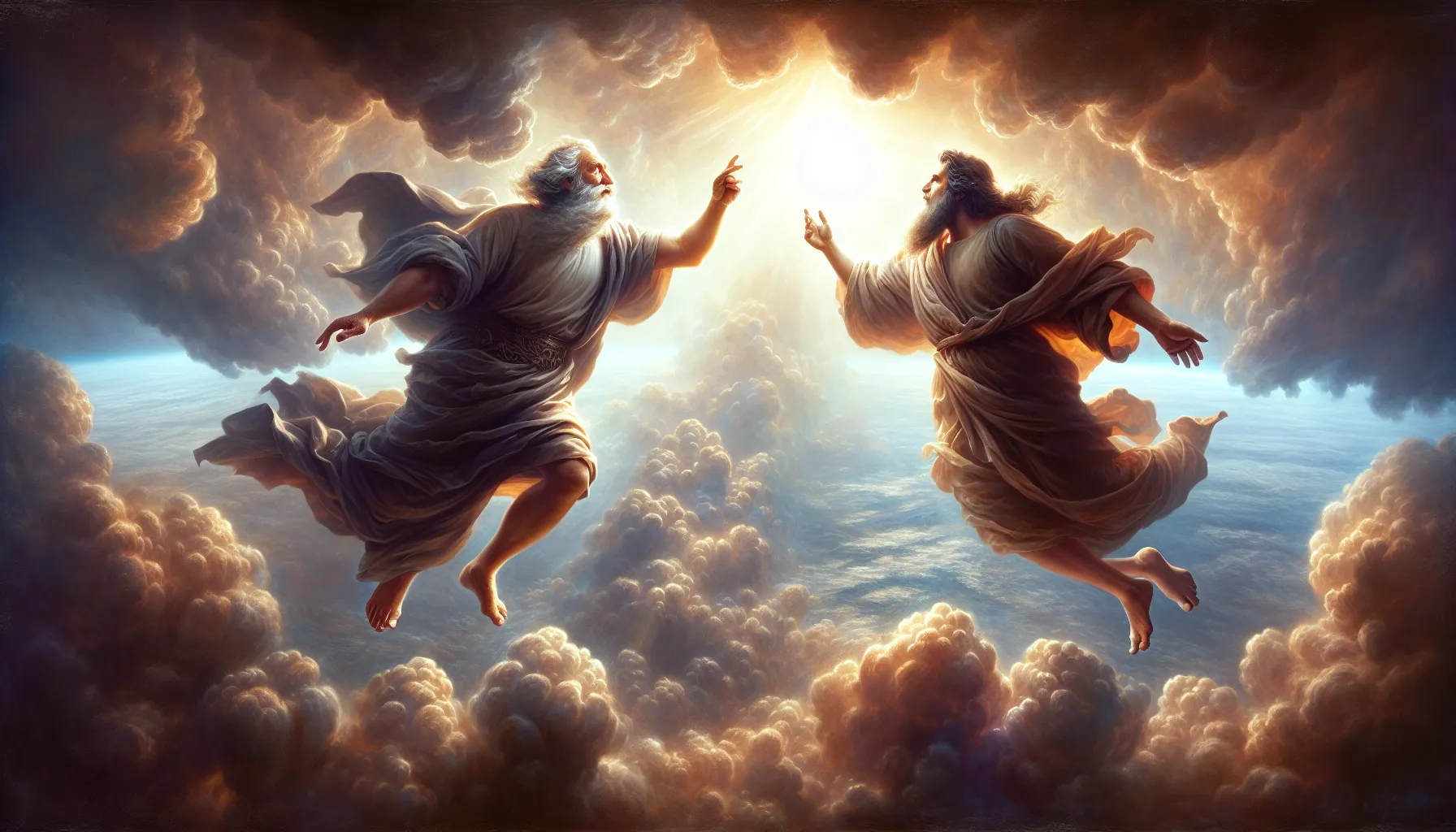 Enoc y Elías ascendiendo al cielo en una representación artística.