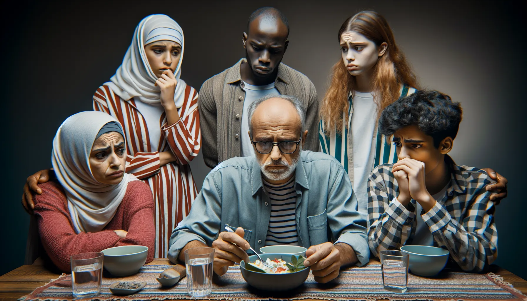Imagen de una familia reunida alrededor de una mesa