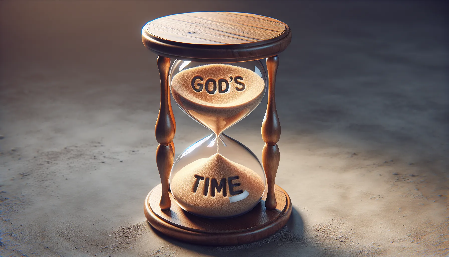 'Imagen de un reloj de arena con la frase Tiempo de Dios escrita en la arena, simbolizando la espera y confianza en los planes divinos para tu vida.'
