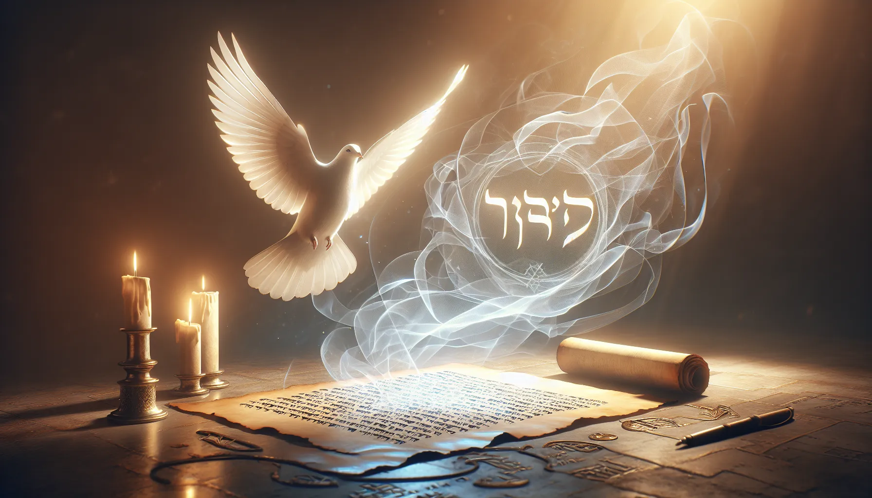 Representación visual de la palabra 'ruach' en hebreo y su conexión con el Espíritu Santo