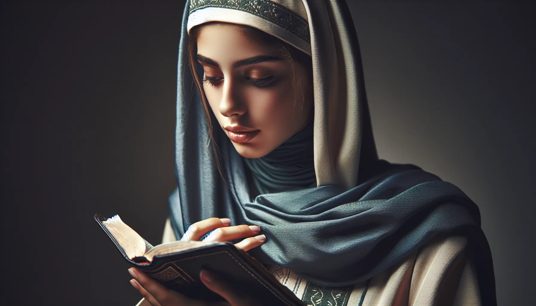 Una mujer lee la Biblia con un corazón obediente y un espíritu humilde, siguiendo los caminos de Dios con fe y devoción.