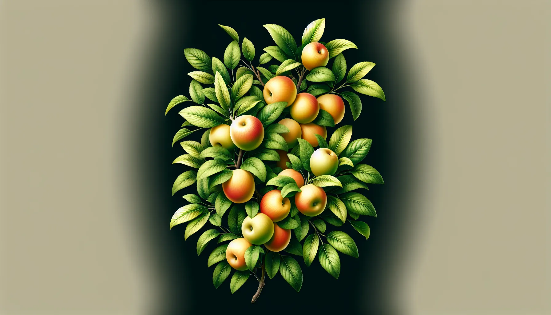 Imagen de una rama llena de frutos y hojas verdes, simbolizando el crecimiento y la fertilidad espiritual en la vida cristiana según la Biblia.