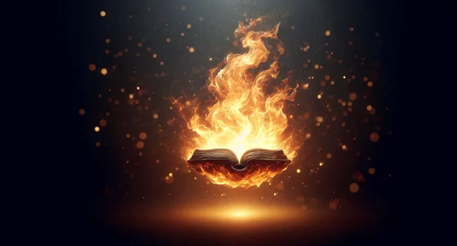 Imagen ilustrativa de una llama ardiente simbolizando la transformación del Espíritu Santo como fuego en la Biblia.