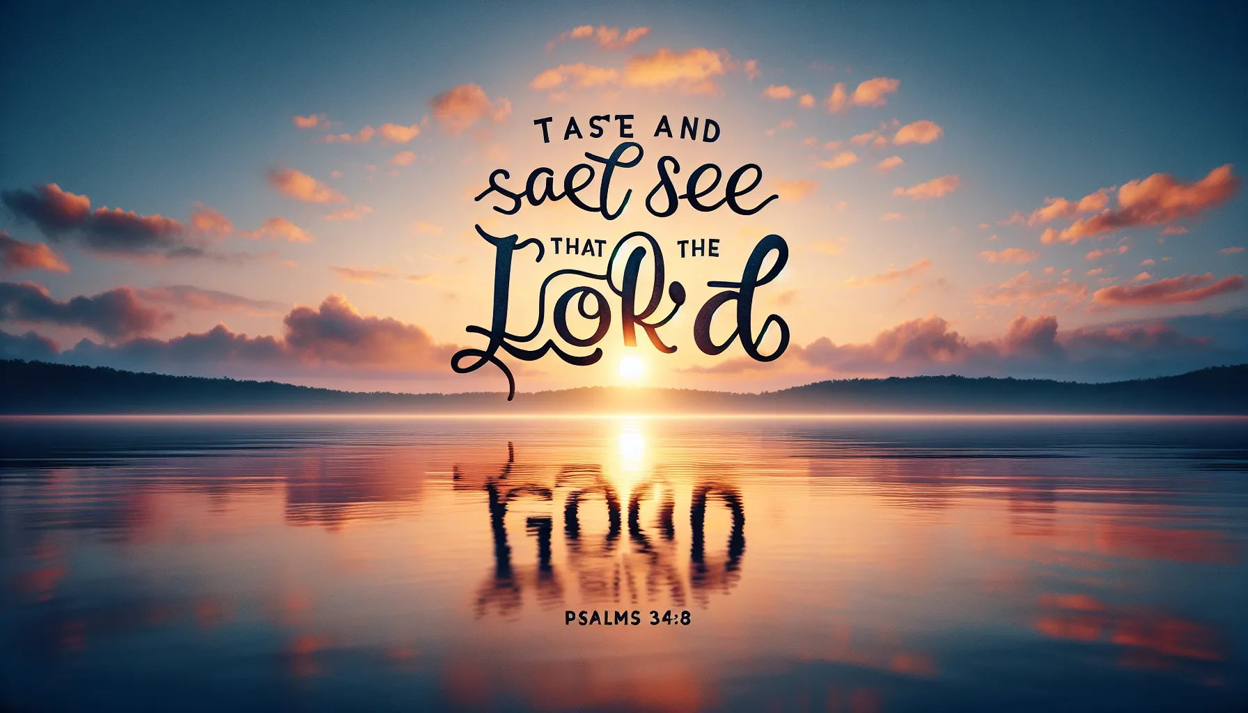 Imagen del Salmo 34:8 con la frase 'Gustad y ved que el Señor es bueno' sobre un fondo inspirador.