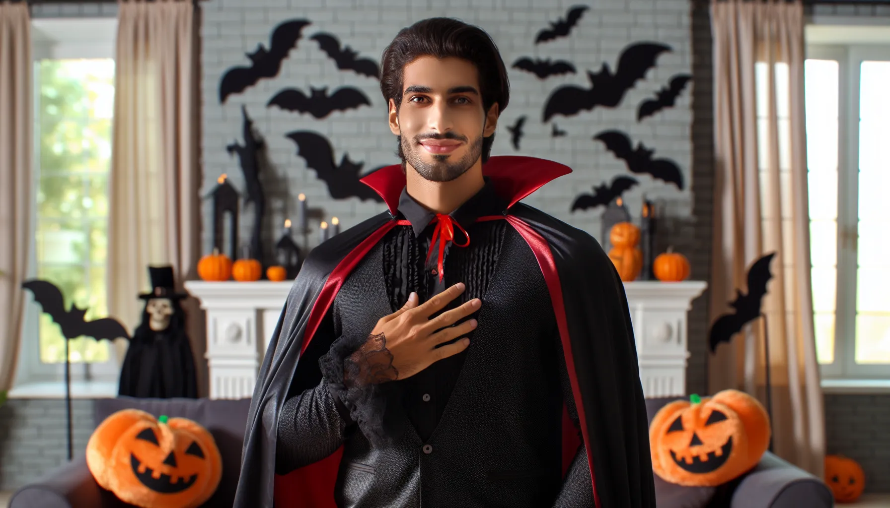 Cristiano disfrazado de vampiro para celebrar Halloween.