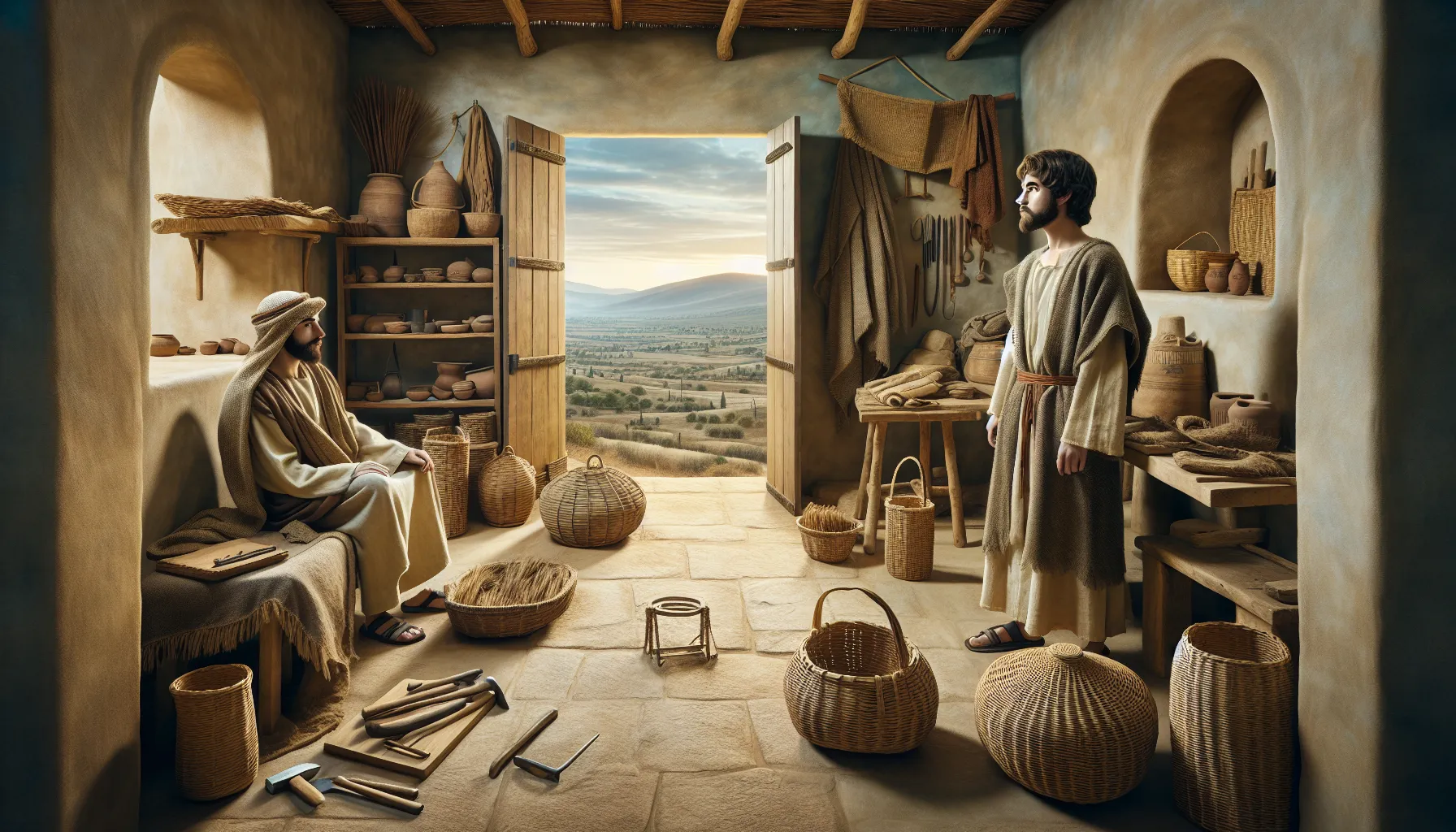 Imagen representativa de la infancia de Jesucristo en Nazaret de acuerdo a las narraciones bíblicas.