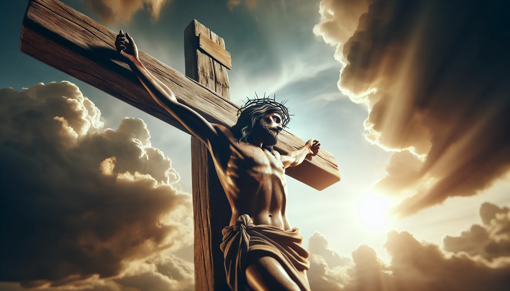Imagen ilustrativa de la crucifixión de Jesucristo, simbolizando su sacrificio por la redención de la humanidad y el amor incondicional que representa para los cristianos.