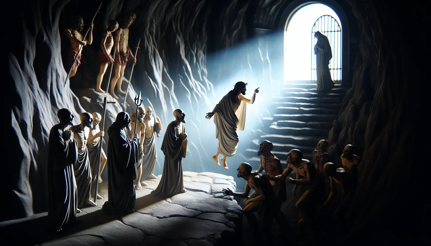 Representación artística de Jesús descendiendo al Infierno según la tradición cristiana