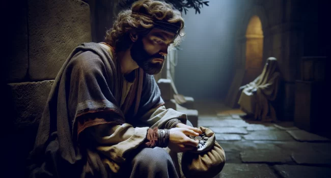 Representación artística de Judas Iscariote contemplando su destino final