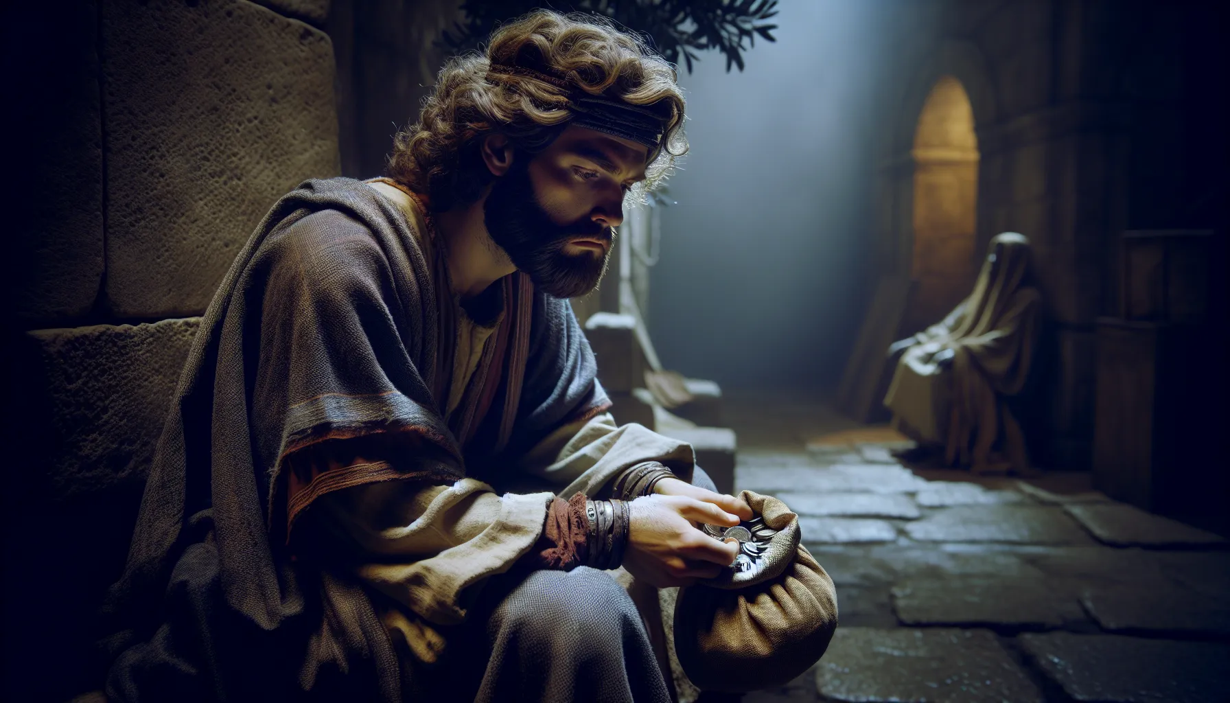 Representación artística de Judas Iscariote contemplando su destino final