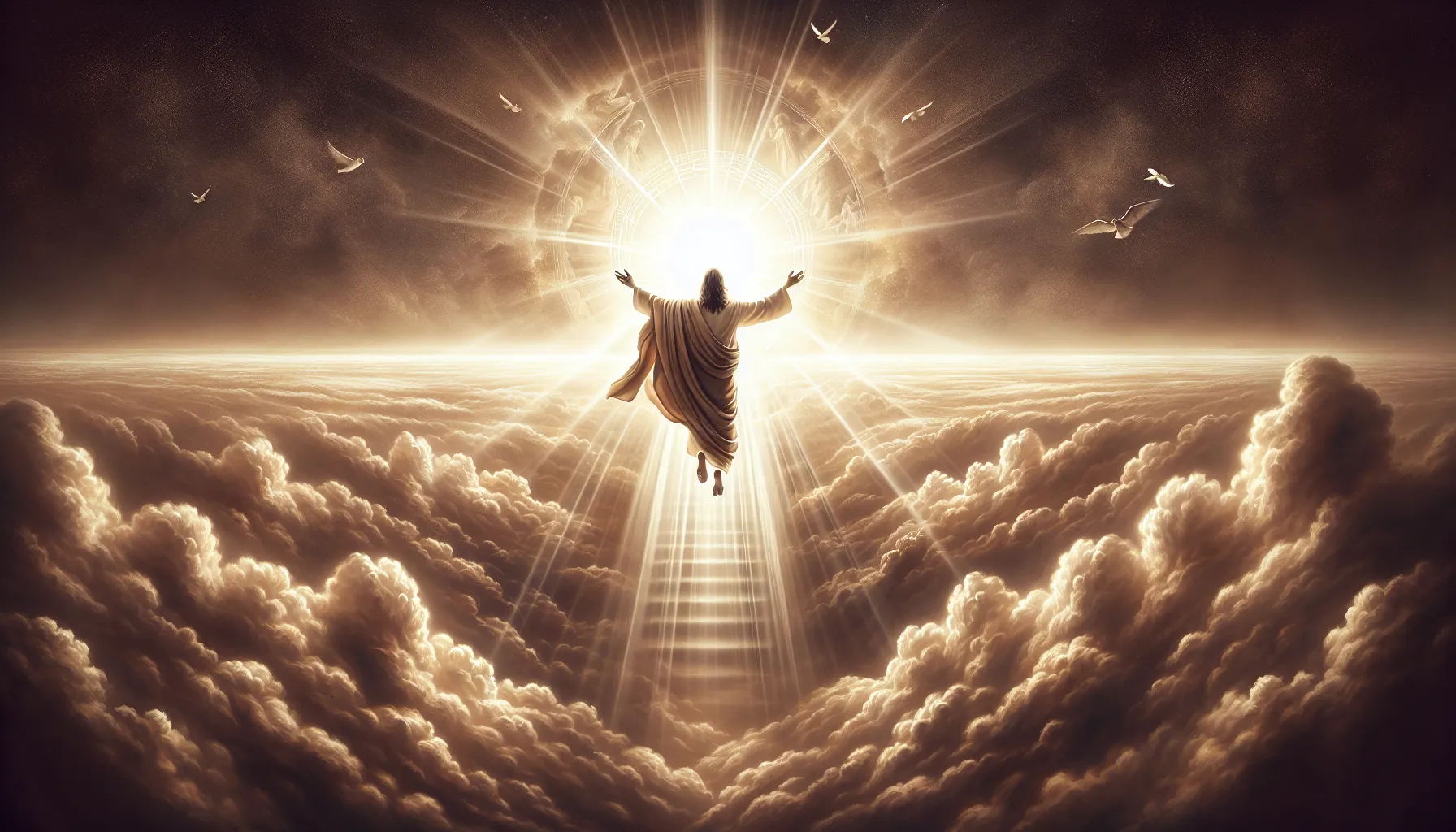 Imagen de la Ascensión de Jesucristo: un símbolo de la trascendencia divina y la promesa de vida eterna.