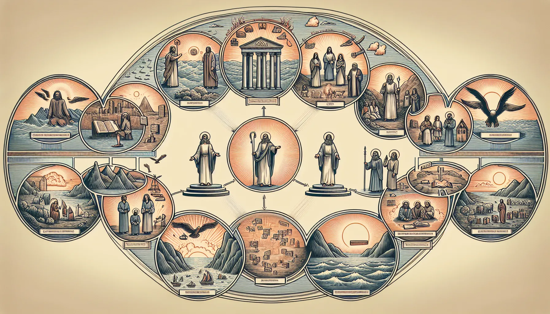 Diagrama ilustrativo de las siete dispensaciones bíblicas para comprender la historia de la salvación.