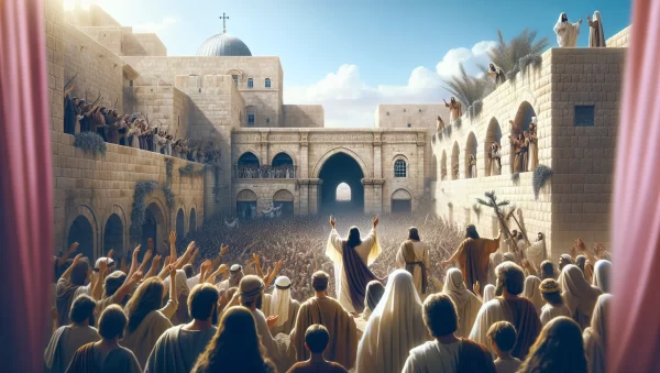 Imagen de la entrada triunfal de Jesús a Jerusalén