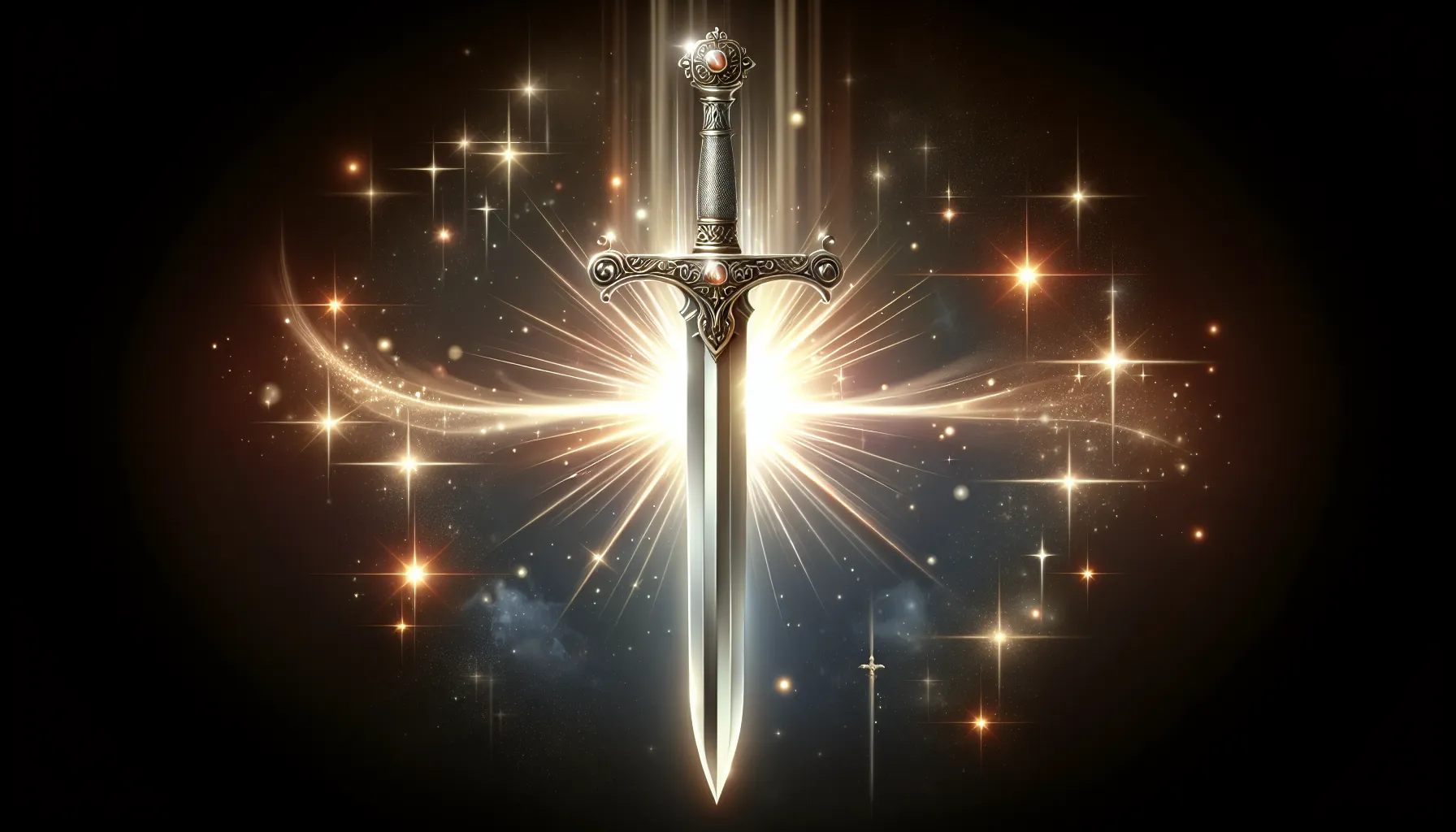 Representación de una espada brillante sobre un fondo de luz