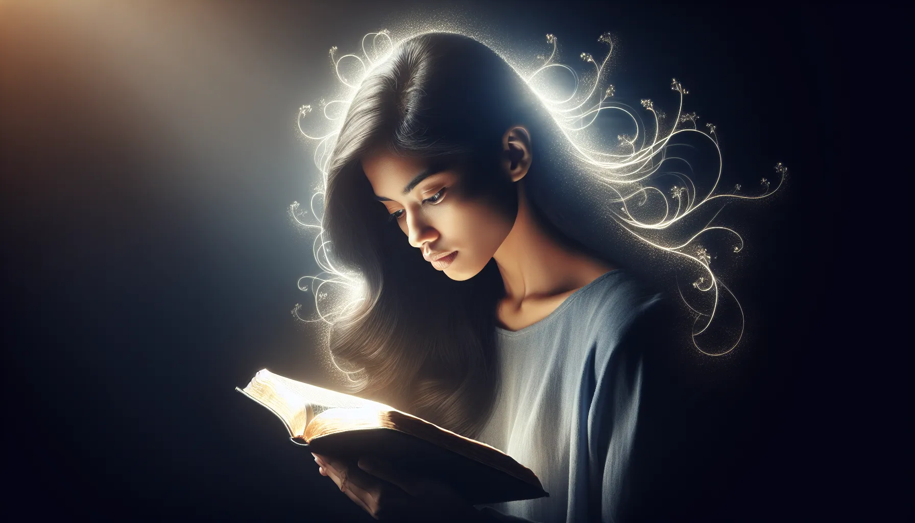 Imagen de una persona leyendo la Biblia y meditando