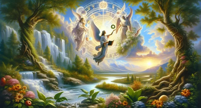 Imagen religiosa que simboliza la conexión entre la naturaleza y la divinidad según las enseñanzas bíblicas.