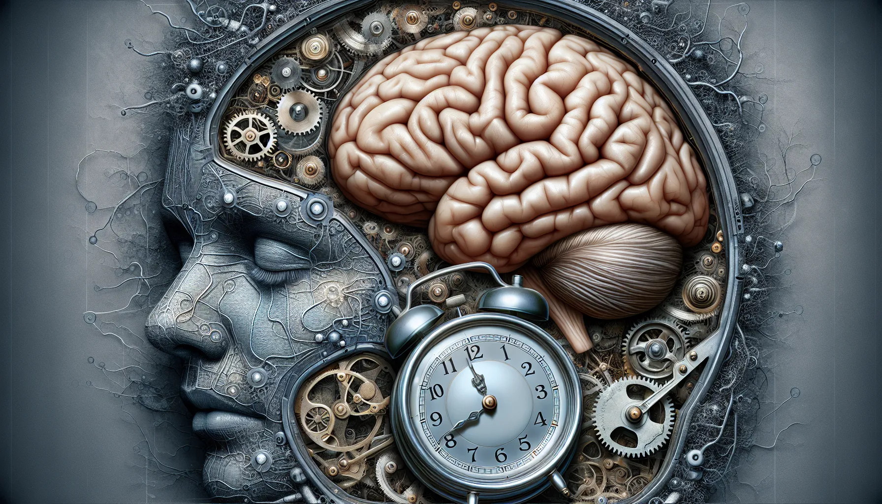 Imagen ilustrativa de un cerebro y un reloj